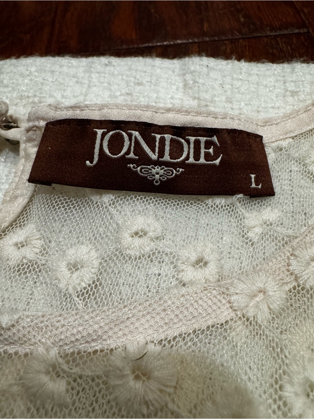 Cream Sleeveless Dress with Beautiful Button and Lace Design on Back. - Picture 7 of 8